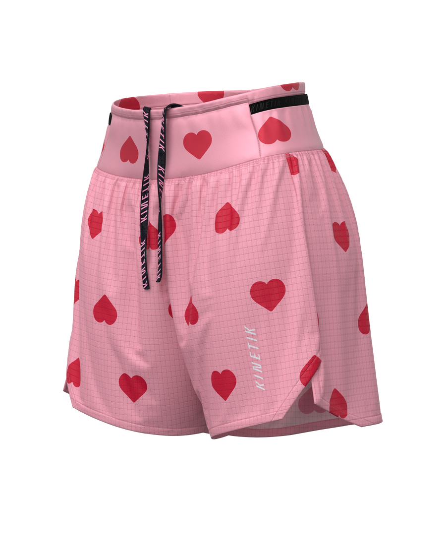 Shorts trail-running AEROK 5 WOMEN HEARTRUNNEUSE ROSY - 1 - kinetik